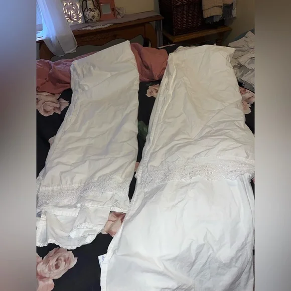 Simply Shabby Chic~White Lace Sheet Set~cotton~twin~4 pieces - Picture 13 of 16